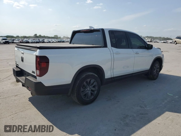 2021 Honda Ridgeline Sport with VIN 5FPYK3F18MB009882, listed as a Copart auction lot 57136205 with 43,549 mi miles and Salvage title. Bid and sale history available at DreamBid. Image 3.