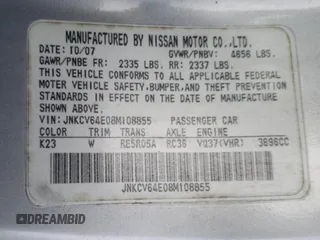 2008 Infiniti G37 Journey with VIN JNKCV64E08M108855, listed as a Copart auction lot 50326264 with Not Provided miles and Salvage Title. Bid and sale history available at carsss.com. Image 13.