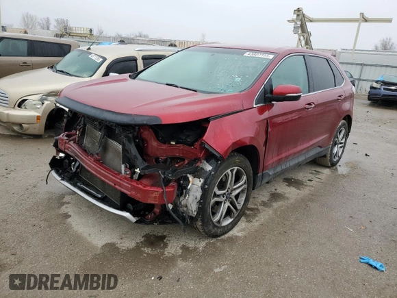 2015 Ford Edge Titanium with VIN 2FMTK4K8XFBC09055, listed as a Copart auction lot 43807355 with 99,591 mi miles and Salvage Title. Bid and sale history available at carsss.com. Image 1.