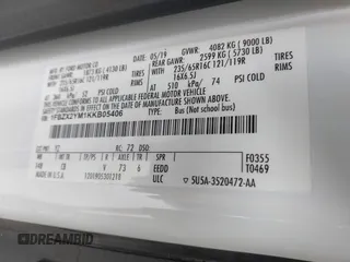 2019 Ford Transit Passenger XL с VIN 1FBZX2YM1KKB05406, выставлен на аукционе IAAI как лот 42473006 с пробегом 108 979 миль миль и . История ставок и продаж доступна на DreamBid. Изображение 9.