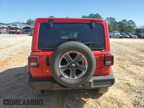 2020 Jeep Wrangler Unlimited Sahara with VIN 1C4HJXENXLW175550, listed as a Copart auction lot 42625175 with 88,518 mi miles and Salvage Title. Bid and sale history available at carsss.com. Image 6.