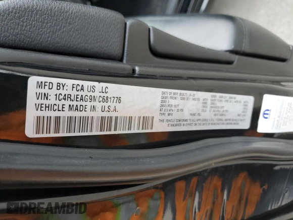 2021 Jeep Grand Cherokee Laredo E z VIN 1C4RJEAG9MC681776, wystawiony jako Copart lot #58856645 z przebiegiem 51 503 mil mil oraz Szkoda całkowita • Salvage title. Historia ofert i sprzedaży dostępna na DreamBid. Obrazek 13.
