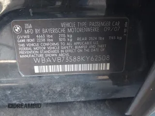 2008 BMW 3 Series 335i с VIN WBAVB73588KY62508, выставлен на аукционе IAAI как лот 42375020 с пробегом 170 083 миль миль и . История ставок и продаж доступна на DreamBid. Изображение 9.