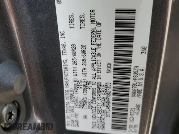 2023 Toyota Tundra 2WD SR5 with VIN 5TFLA5AB4PX027355, listed as a Copart auction lot 47404835 with 18,924 mi miles and Salvage Title. Bid and sale history available at carsss.com. Image 12.