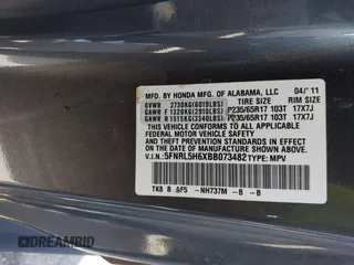 2011 Honda Odyssey EX-L with VIN 5FNRL5H6XBB073482, listed as a IAAI auction lot 42090463 with 213,061 mi miles and . Bid and sale history available at carsss.com. Image 9.