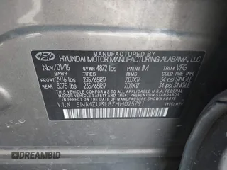 2017 Hyundai Santa Fe 2.4L z VIN 5NMZU3LB7HH025791, wystawiony jako IAAI lot #42277964 z przebiegiem 154 110 mil mil oraz . Historia ofert i sprzedaży dostępna na DreamBid. Obrazek 9.