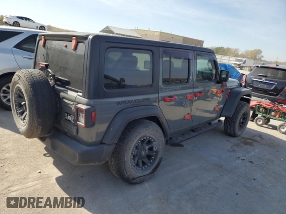 2020 Jeep Wrangler Unlimited Willys with VIN 1C4HJXDGXLW111995, listed as a Copart auction lot 77021624 with 43,074 mi miles and Salvage title. Bid and sale history available at DreamBid. Image 3.