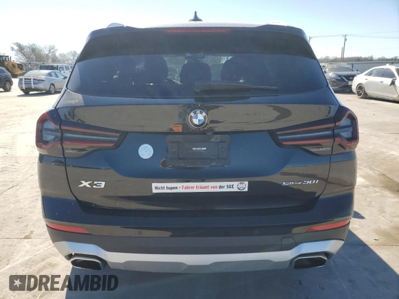 2022 BMW X3 sDrive30i with VIN 5UX43DP03N9K85901, listed as a Copart auction lot 47932955 with Not Provided miles and Salvage Title. Bid and sale history available at DreamBid. Image 6.