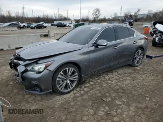 2020 Infiniti Q50 3.0t LUXE with VIN JN1EV7AR6LM256804, listed as a Copart auction lot 46185365 with 33,414 mi miles and Salvage Title. Bid and sale history available at carsss.com. Image 1.