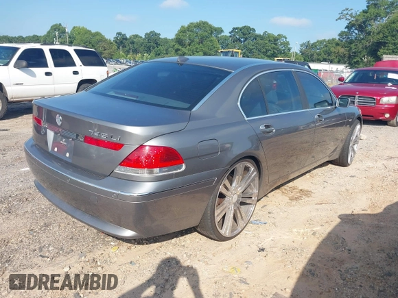 2003 BMW 7 Series 745Li with VIN WBAGN63403DR09724, listed as a IAAI auction lot 42739491 with 179,639 mi miles and . Bid and sale history available at DreamBid. Image 4.
