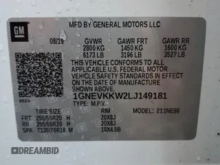 2020 Chevrolet Traverse Premier with VIN 1GNEVKKW2LJ149181, listed as a Copart auction lot 48897815 with 65,101 mi miles and Salvage Title. Bid and sale history available at carsss.com. Image 15.