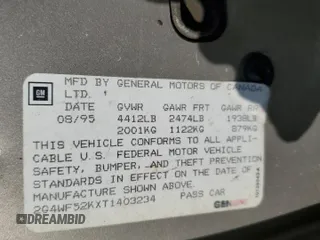 1996 Buick Regal с VIN 2G4WF52KXT1403234, выставлен на аукционе Copart как лот 52086495 с пробегом 203 388 миль миль и Списание • Salvage title. История ставок и продаж доступна на DreamBid. Изображение 12.