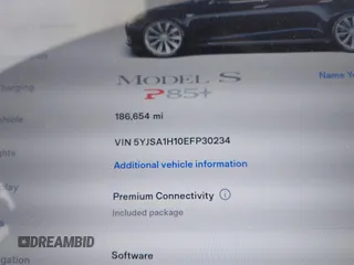 2014 Tesla Model S 60 with VIN 5YJSA1H10EFP30234, listed as a IAAI auction lot 42182249 with 186,654 mi miles and . Bid and sale history available at DreamBid. Image 7.