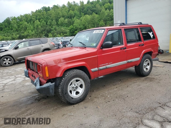 2001 Jeep Cherokee Sport with VIN 1J4FT48S41L570480, listed as a Copart auction lot 56123925 with 216,338 mi miles and Salvage title. Bid and sale history available at DreamBid. Image 1.