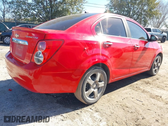 2014 Chevrolet Sonic LTZ with VIN 1G1JE5SH8E4125424, listed as a IAAI auction lot 41649065 with 161,914 mi miles. Bid and sale history available at carsss.com. Image 4.