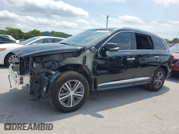 2019 Infiniti QX60 Luxe z VIN 5N1DL0MM7KC521610, wystawiony jako Copart lot #55077355 z przebiegiem 54 561 mil mil oraz Szkody całkowita. Historia ofert i sprzedaży dostępna na DreamBid. Obrazek 1.