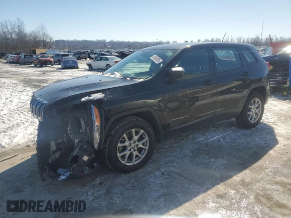 2015 Jeep Cherokee Sport with VIN 1C4PJMAB4FW588042, listed as a Copart auction lot 45660385 with 186,455 mi miles and Salvage Title. Bid and sale history available at carsss.com. Image 1.