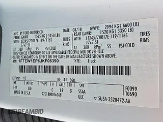 2018 Ford F-150 XL with VIN 1FTEW1EP6JKF06390, listed as a Copart auction lot 63828105 with 157,078 mi miles and Clean title. Bid and sale history available at DreamBid. Image 12.