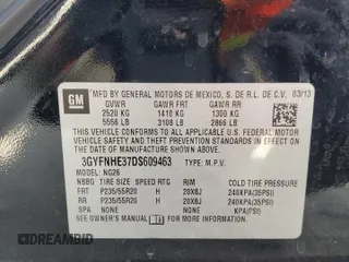 2013 Cadillac SRX Performance Collection z VIN 3GYFNHE37DS609463, wystawiony jako Copart lot #54606255 z przebiegiem 180 059 mil mil oraz Szkoda całkowita • Salvage title. Historia ofert i sprzedaży dostępna na DreamBid. Obrazek 13.