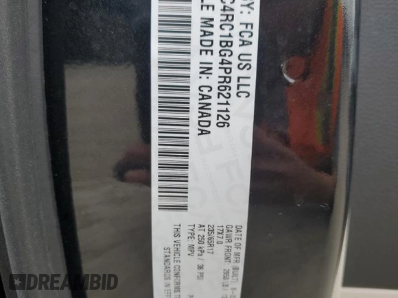 2023 Chrysler Pacifica Touring L with VIN 2C4RC1BG4PR621126, listed as a Copart auction lot 56694085 with 42,659 mi miles and Salvage title. Bid and sale history available at DreamBid. Image 13.