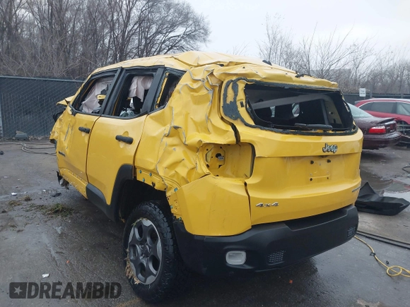 2016 Jeep Renegade Sport with VIN ZACCJBAW4GPC57580, listed as a IAAI auction lot 41126902 with 120,402 mi miles. Bid and sale history available at carsss.com. Image 3.