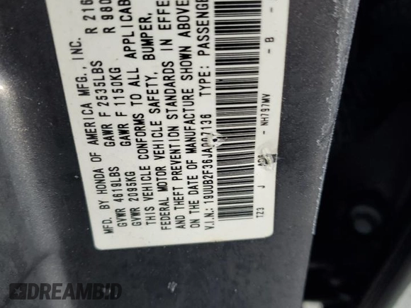 2018 Acura TLX with VIN 19UUB2F36JA007136, listed as a Copart auction lot 43829265 with 108,112 mi miles and Salvage title. Bid and sale history available at DreamBid. Image 13.