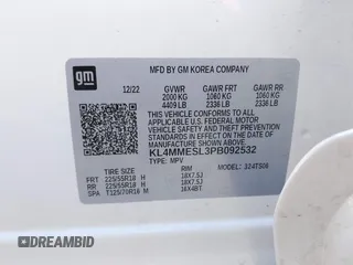 2023 Buick Encore GX Select с VIN KL4MMESL3PB092532, выставлен на аукционе IAAI как лот 42447915 с пробегом 31 981 миль миль и . История ставок и продаж доступна на DreamBid. Изображение 9.