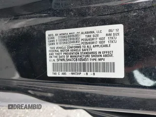 2012 Honda Odyssey EX with VIN 5FNRL5H47CB105451, listed as a IAAI auction lot 41872967 with 295,947 mi miles and . Bid and sale history available at carsss.com. Image 9.