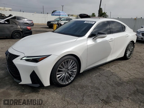 2023 Lexus IS with VIN JTHDA1D2XP5125048, listed as a Copart auction lot 76062634 with 35,717 mi miles and Salvage Title. Bid and sale history available at carsss.com. Image 1.