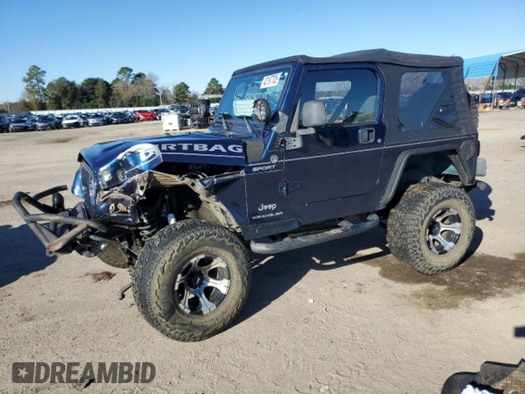 2005 Jeep Wrangler Sport with VIN 1J4FA49S85P300851, listed as a Copart auction lot 42197705 with 126,322 mi miles and Salvage Title. Bid and sale history available at carsss.com. Image 1.