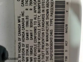 2013 Honda Civic Cpe LX with VIN 2HGFG3B56DH513465, listed as a Copart auction lot 50105145 with 63,443 mi miles and Salvage Title. Bid and sale history available at carsss.com. Image 14.