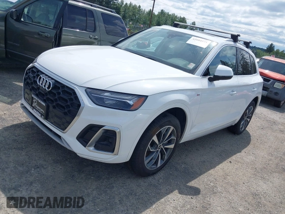 2022 Audi Q5 S line Premium Plus with VIN WA1EAAFY9N2112369, listed as a IAAI auction lot 42604571 with 58,303 mi miles and . Bid and sale history available at DreamBid. Image 17.