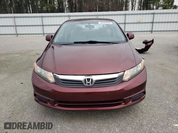 2012 Honda Civic EX with VIN 19XFB2F83CE053591, listed as a Copart auction lot 50392235 with 137,410 mi miles and Salvage Title. Bid and sale history available at DreamBid. Image 5.