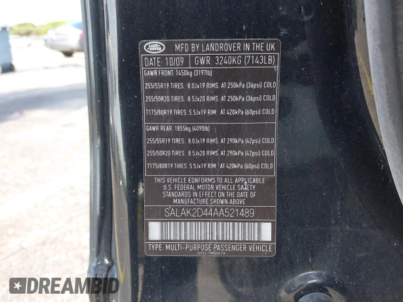 2010 Land Rover LR4 Lux z VIN SALAK2D44AA521489, wystawiony jako IAAI lot #42322498 z przebiegiem 186 164 mil mil oraz . Historia ofert i sprzedaży dostępna na DreamBid. Obrazek 9.