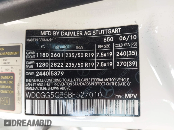 2011 Mercedes-Benz GLK 350 with VIN WDCGG5GB5BF527010, listed as a IAAI auction lot 41918859 with 127,012 mi miles and . Bid and sale history available at DreamBid. Image 9.