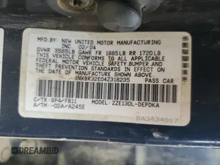 2004 Toyota Corolla CE with VIN 1NXBR32E04Z318235, listed as a Copart auction lot 55072815 with 299,999 mi miles and Clean Title. Bid and sale history available at DreamBid. Image 12.