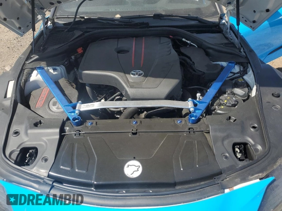2021 Toyota Supra 2.0 with VIN WZ1DB2C04MW039858, listed as a Copart auction lot 70049874 with 10,586 mi miles and Salvage title. Bid and sale history available at DreamBid. Image 11.