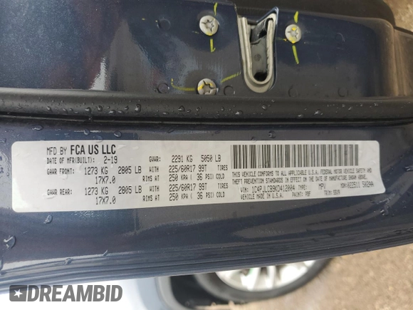 2019 Jeep Cherokee Latitude with VIN 1C4PJLCB9KD412004, listed as a Copart auction lot 61642015 with 121,336 mi miles and Salvage title. Bid and sale history available at DreamBid. Image 13.