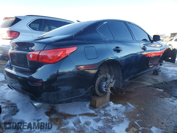 2017 Infiniti Q50 Premium with VIN JN1EV7AP4HM730609, listed as a Copart auction lot 87855375 with 105,949 mi miles and Salvage Title. Bid and sale history available at DreamBid. Image 3.
