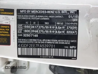 2015 Mercedes-Benz GL-Class GL 350 BlueTEC with VIN 4JGDF2EE7FA539701, listed as a Copart auction lot 84926434 with 164,988 mi miles and Salvage Title. Bid and sale history available at carsss.com. Image 13.