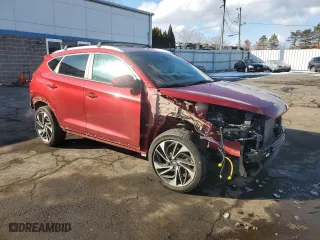 2021 Hyundai Tucson Sport with VIN KM8J3CAL1MU402030, listed as a Copart auction lot 45308835 with 41,442 mi miles and Salvage Title. Bid and sale history available at carsss.com. Image 4.