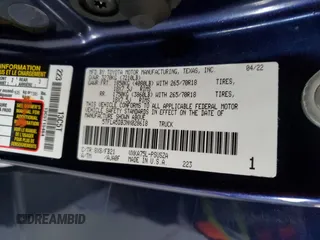 2022 Toyota Tundra SR5 with VIN 5TFLA5DB3NX028618, listed as a Copart auction lot 61807005 with 9,797 mi miles and Salvage title. Bid and sale history available at DreamBid. Image 13.