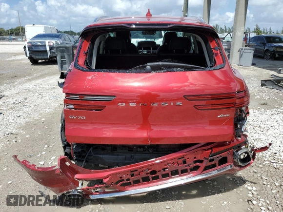 2022 Genesis GV70 2.5T with VIN KMUMADTB5NU068763, listed as a Copart auction lot 51658085 with 29,091 mi miles and Non Repairable. Bid and sale history available at DreamBid. Image 6.