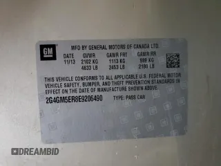 2014 Buick Regal Premium I с VIN 2G4GM5ER8E9206490, выставлен на аукционе Copart как лот 84679124 с пробегом 58 366 миль миль и Списание • Salvage title. История ставок и продаж доступна на DreamBid. Изображение 13.