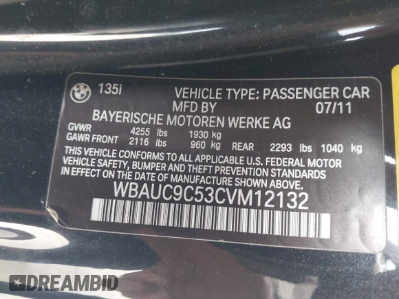 2012 BMW 1 Series 135i z VIN WBAUC9C53CVM12132, wystawiony jako IAAI lot #42532448 z przebiegiem Nie podano mil oraz . Historia ofert i sprzedaży dostępna na DreamBid. Obrazek 9.