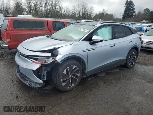 2021 Volkswagen ID.4 Pro S z VIN WVGTMPE25MP028423, wystawiony jako Copart lot #47427535 z przebiegiem Nie podano mil oraz Szkoda całkowita • Salvage title. Historia ofert i sprzedaży dostępna na DreamBid. Obrazek 1.