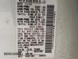 2014 Nissan Murano LE z VIN JN8AZ1MW5EW507581, wystawiony jako Copart lot #51518295 z przebiegiem 134 714 mil mil oraz Szkoda całkowita • Salvage title. Historia ofert i sprzedaży dostępna na DreamBid. Obrazek 14.