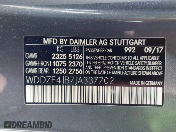 2018 Mercedes-Benz E-Class E 300 with VIN WDDZF4JB7JA337702, listed as a IAAI auction lot 41713178 with 1 mi miles. Bid and sale history available at carsss.com. Image 9.