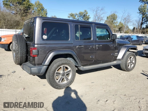 2020 Jeep Wrangler Unlimited Sahara with VIN 1C4HJXEN4LW152779, listed as a Copart auction lot 42696255 with Not provided miles and Salvage title. Bid and sale history available at DreamBid. Image 3.