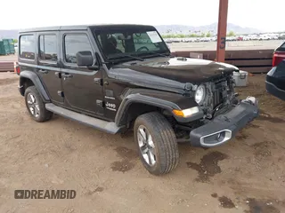 2019 Jeep Wrangler Unlimited Sahara with VIN 1C4HJXEN6KW507563, listed as a IAAI auction lot 42212210 with 114,437 mi miles and . Bid and sale history available at DreamBid. Image 1.